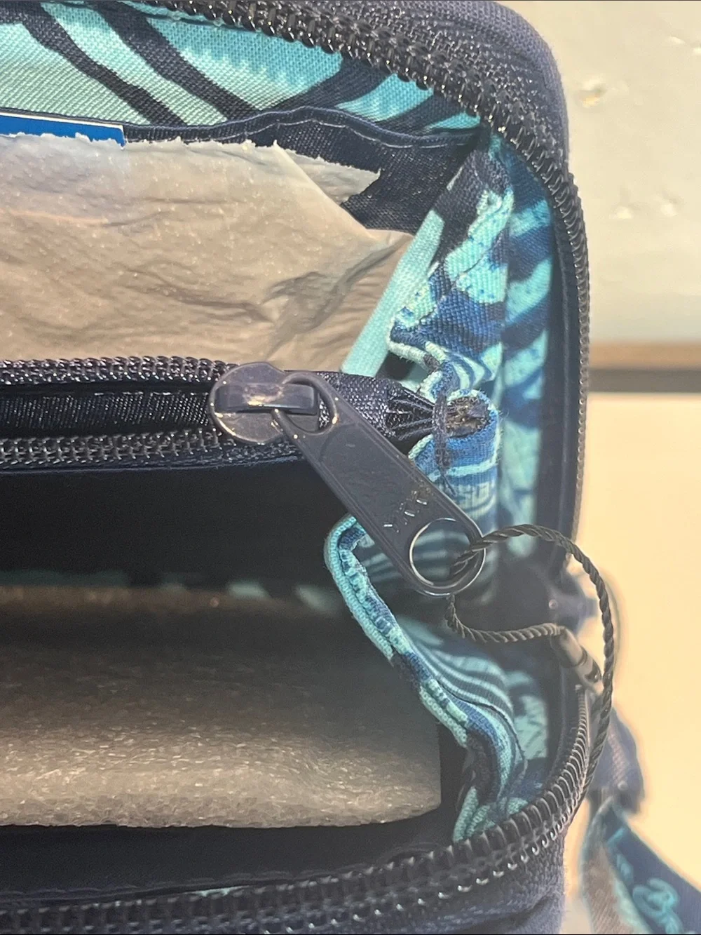 Vera Bradley Teal and Navy Patterned Zip Wallet